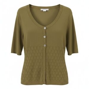 Two-one-two New York Olive Green Button-Up Cardigan, Size 1x